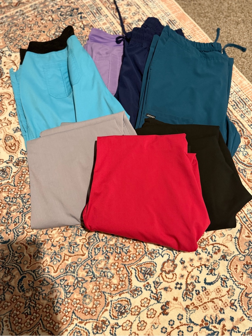 Assorted Women's Scrub Pants - Red, Black, Teal, Blue, Purple, Gray